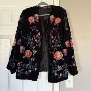 Julia Kim Floral Fully Embroidered Beautiful Blazer Jacket Vintage 90s